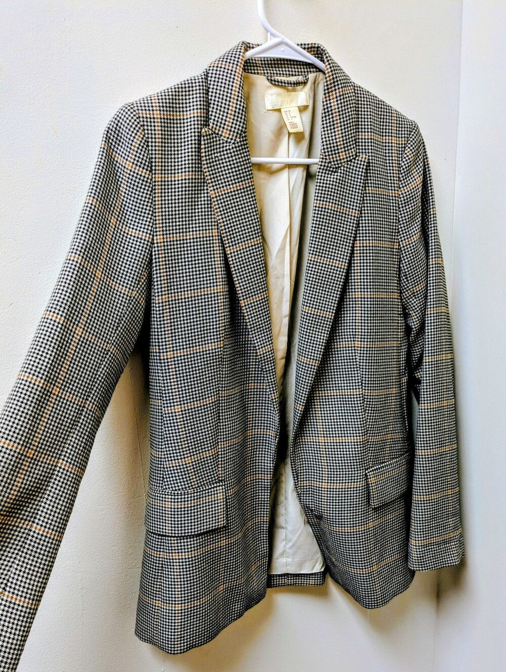 H&M Blazer in Black, Cream & Tan Windowpane